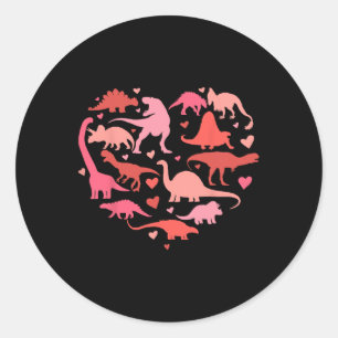 Sticker Rond Super Dinosaur Amour Coeur T Rex Valentine Day Boy