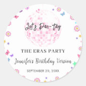 Sticker Rond Super Disco Eras fête d'anniversaire (Devant)