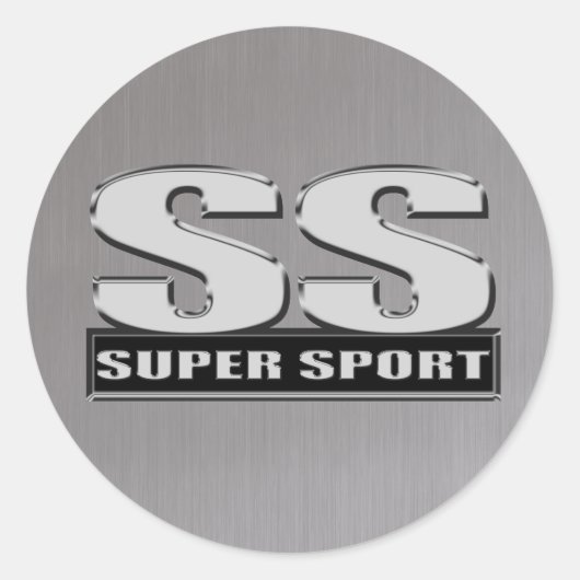 Sticker Rond super duper sport acier gris (Devant)