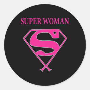 Sticker Rond Super Femme (Sensibilisation au cancer du sein)