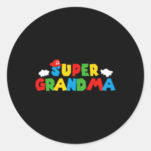 Sticker Rond Super Gamer Grand-mère Funky Women Day Pour Les Mè