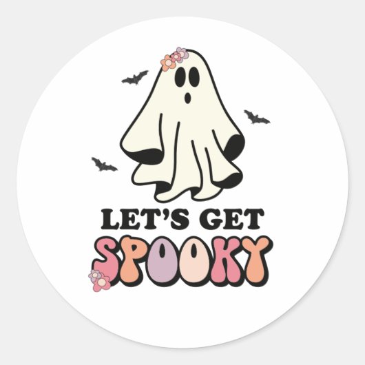 Sticker Rond super Ghost retro Halloween Anniversaire (Devant)