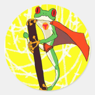 Sticker Rond Super-grenouille