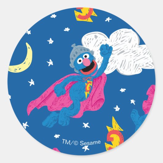 Sticker Rond Super Grover 2.0 Motif Sky de nuit (Devant)