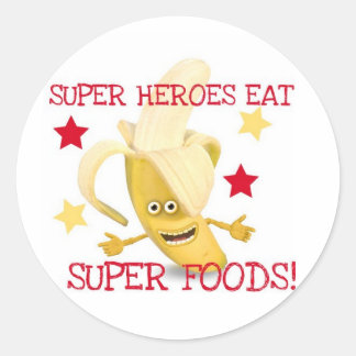 Sticker Rond Super Heroes EAT Super Foods