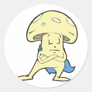 Sticker Rond super héros champignon drôle héros fongique person