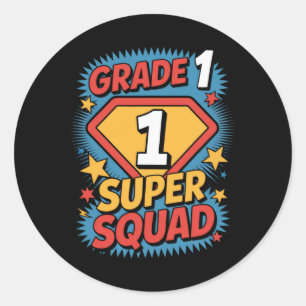 Sticker Rond Super-héros de première année Équipe 1re année Enf