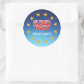 Sticker Rond Super héros personnalisable (Sac)