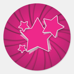 Sticker Rond Super Hot Rose Stars et Swirl Arrière - plan