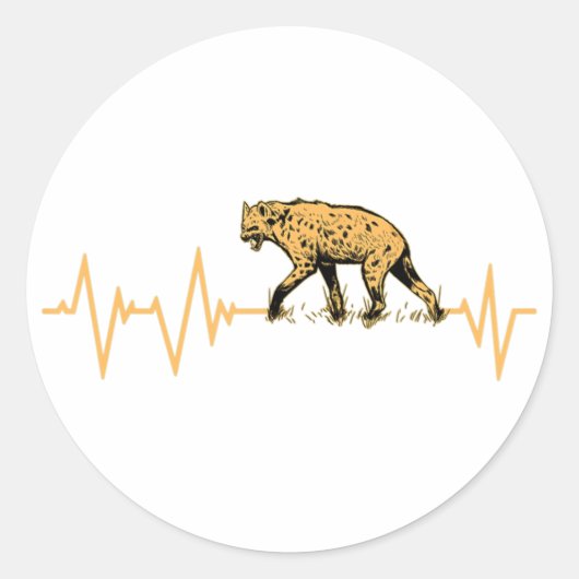 Sticker Rond Super Hyena Heartbeat Design Faune (Devant)