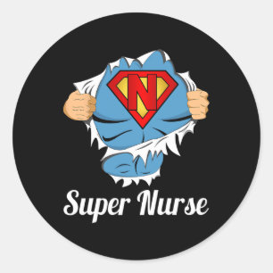 Sticker Rond Super infirmière superpuissance