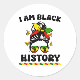 Sticker Rond Super Je Suis Noir Histoire Mois Femmes Noires Fil