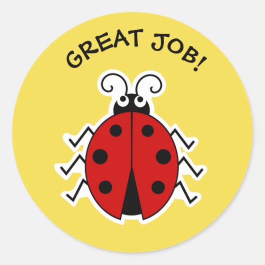 Sticker Rond Super job ladbug enseignants jaune (Devant)