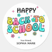 Sticker Rond Super Joyeux Retour À L'École (Devant)