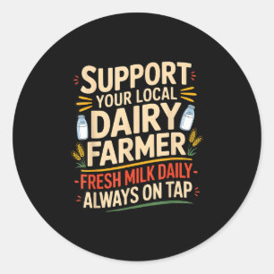 Sticker Rond Super Laitier Local Vache Vintage
