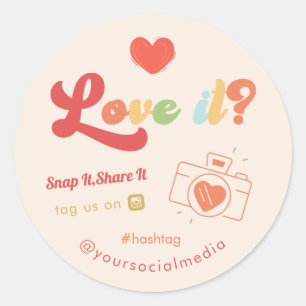 Sticker Rond Super Love Snap Tag Partager Caméra de médias soci