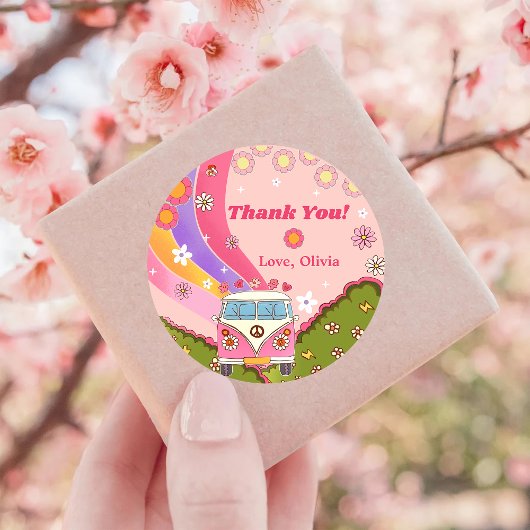 Sticker Rond Super Merci Boho Floral Rainbow