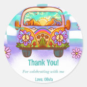 Sticker Rond Super Merci Boho Floral Rainbow (Devant)