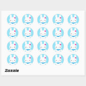 Sticker Rond Super mignonne Kawaii Bunny (Feuille)