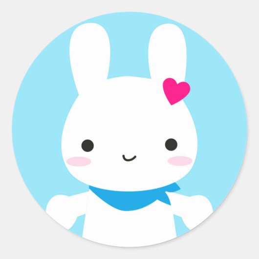 Sticker Rond Super mignonne Kawaii Bunny (Devant)