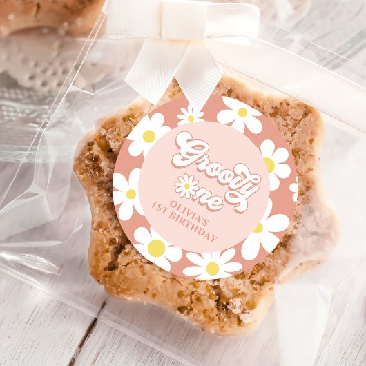 Sticker Rond Super One Boho Retro Daisy 1er anniversaire fête