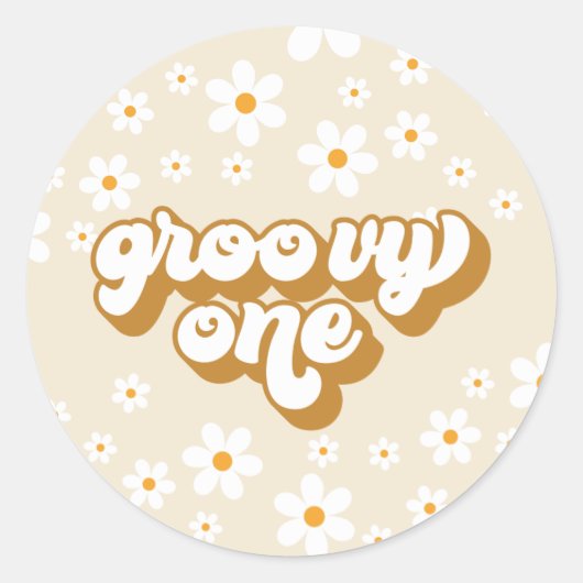 Sticker Rond Super One Retro Daisy 1er anniversaire (Devant)