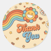 Sticker Rond Super One Retro Rainbow 1er anniversaire (Devant)