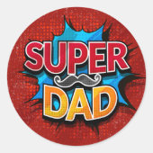 Sticker Rond Super Papa Mustache Grunge moderne (Devant)