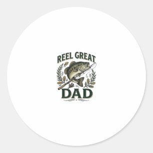 Sticker Rond Super Papa Pêche Vintage Fête des Pères
