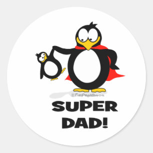 Sticker Rond Super Papa Penguin