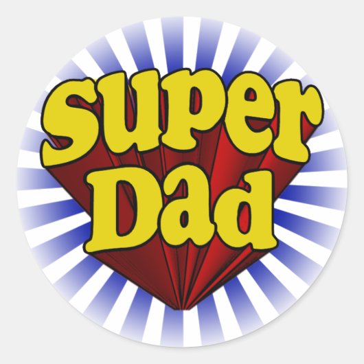 Sticker Rond Super Papa, Superhero rouge/jaune/bleu (Devant)