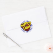 Sticker Rond Super Papa, Superhero rouge/jaune/bleu (Enveloppe)