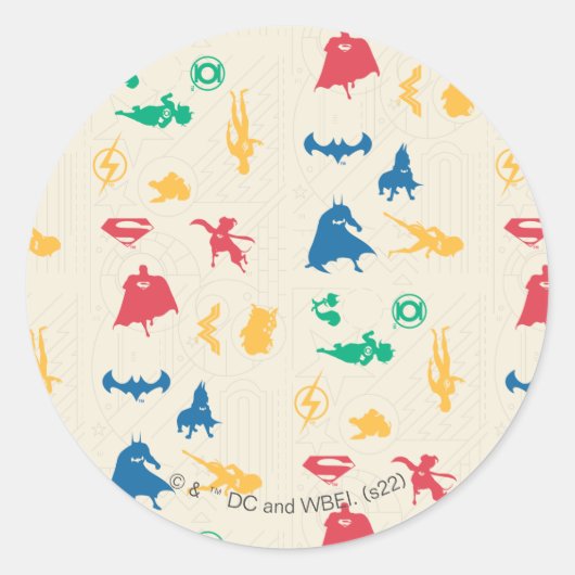 Sticker Rond Super Pets & Justice League Motif Silhouette (Devant)