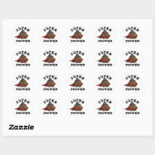 Sticker Rond Super Power Funny Super Hero Poop Pun (Feuille)