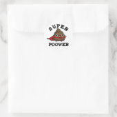 Sticker Rond Super Power Funny Super Hero Poop Pun (Sac)