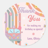 Sticker Rond Super Rainbow Merci fête d'anniversaire (Devant)