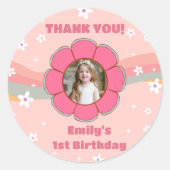 Sticker Rond Super Rainbow Merci fête d'anniversaire (Devant)