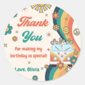 Sticker Rond Super Retro Rainbow Merci fête d'anniversaire (Devant)