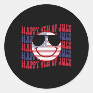 Sticker Rond Super Souriant 4 juillet américain