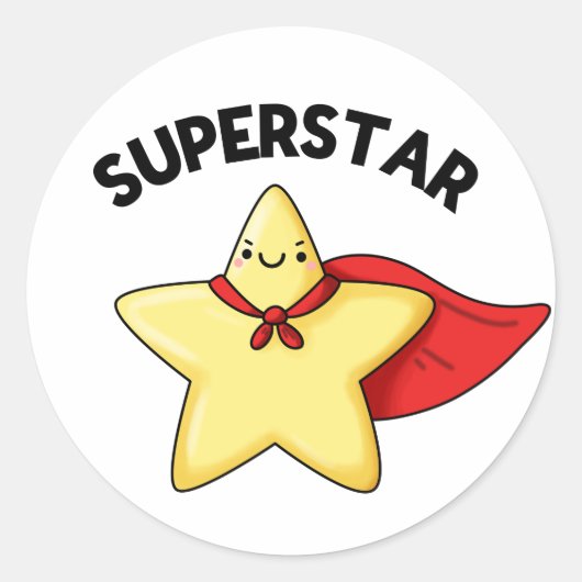 Sticker Rond Super Star Funny Astronomy Pun (Devant)