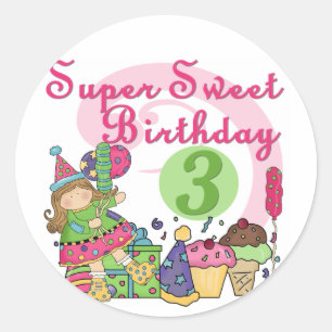 Sticker Rond Super Sweet 3ème Anniversaire Tshirts et cadeaux