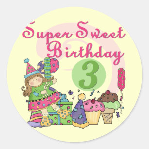 Sticker Rond Super Sweet 3ème Anniversaire Tshirts et cadeaux