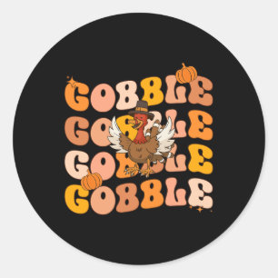 Sticker Rond Super Thanksgiving Gobble Fall Graphic Tee Pour Wo