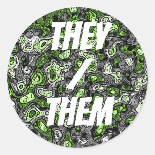 Sticker Rond Super Trippy Grungy Funky Abstrait Agender Pride