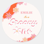 Sticker Rond Super un 1er anniversaire fête Boho Retro Daisy (Devant)