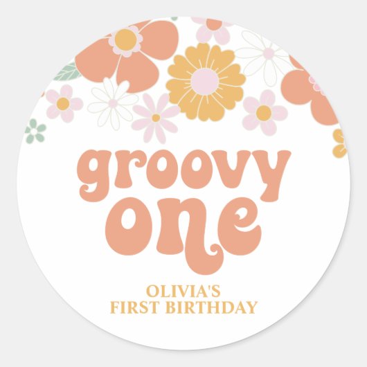 Sticker Rond Super un rétro Floral premier anniversaire Classic (Devant)