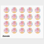 Sticker Rond Super un Sunshine rétro Rainbow Daisy (Feuille)