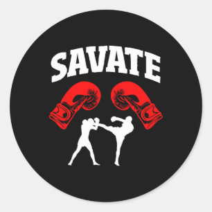 Sticker Rond Superbe conception de boxe Savate coup de pied Mma