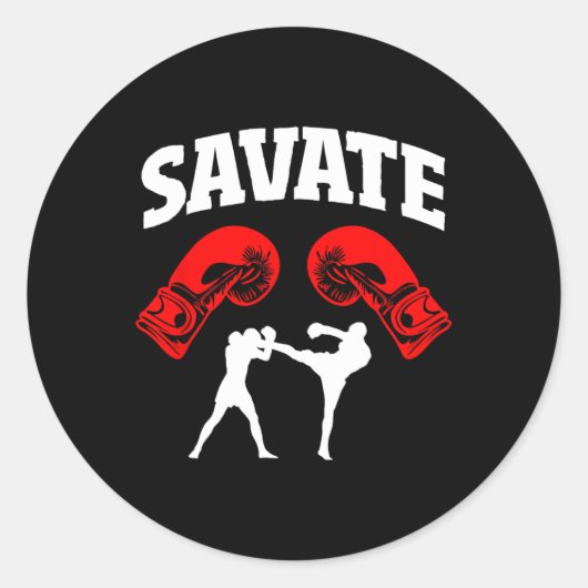 Sticker Rond Superbe conception de boxe Savate coup de pied Mma (Devant)
