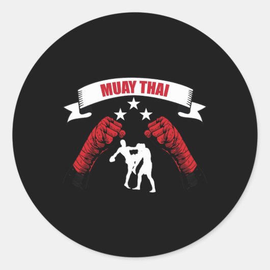Sticker Rond Superbe conception de combat de Muay Thai Entraîne (Devant)